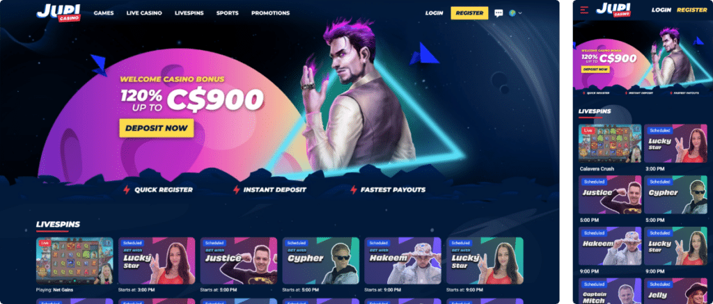 schermata del casinò jupi desktop