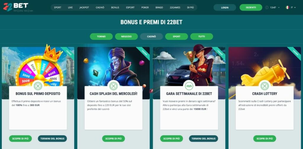 22bet casino bonus