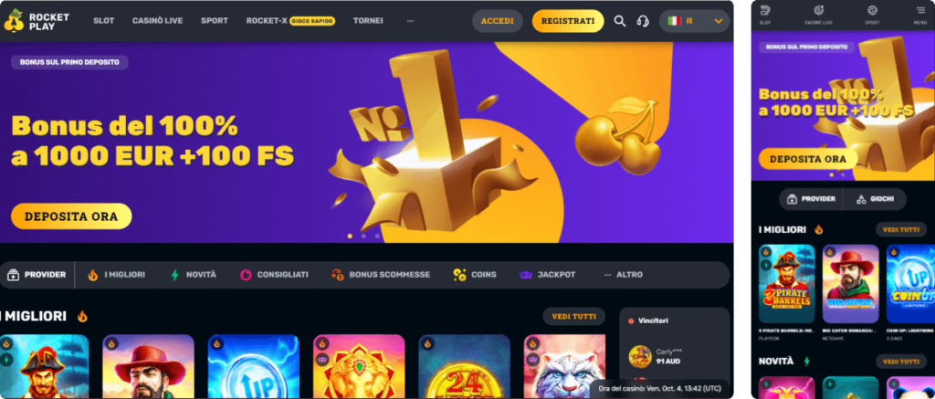 rocketplay casino desktop screenshot