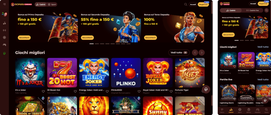 roman casino desktop screenshot