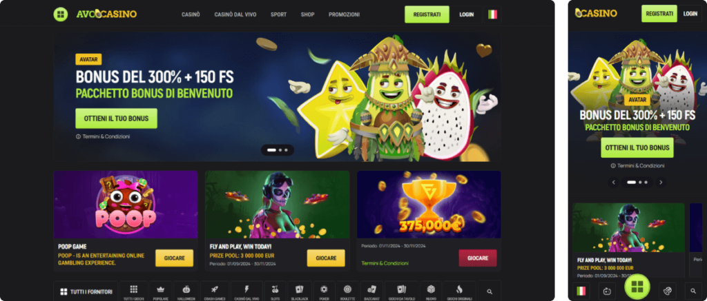 avo casino desktop screenshot